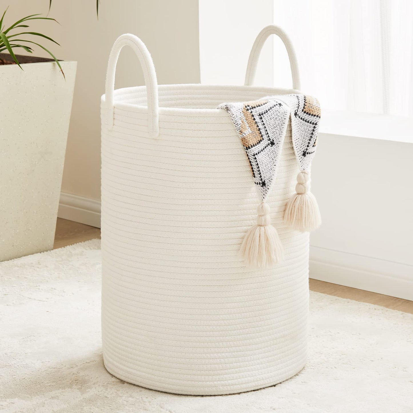 58L Large Woven Laundry Hamper by Fionas magic, Laundry Basket Storage, Baby Nursery Hamper Toys and Clothes Hamper for Bedroom