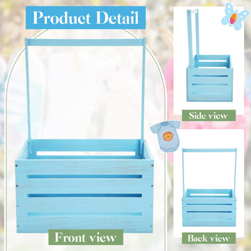 Suzile Wooden Shower Party Crate Closet, Shower Party Basket With Handle Storage Crate Hamper, Shower Party Wooden Gift Crate, P