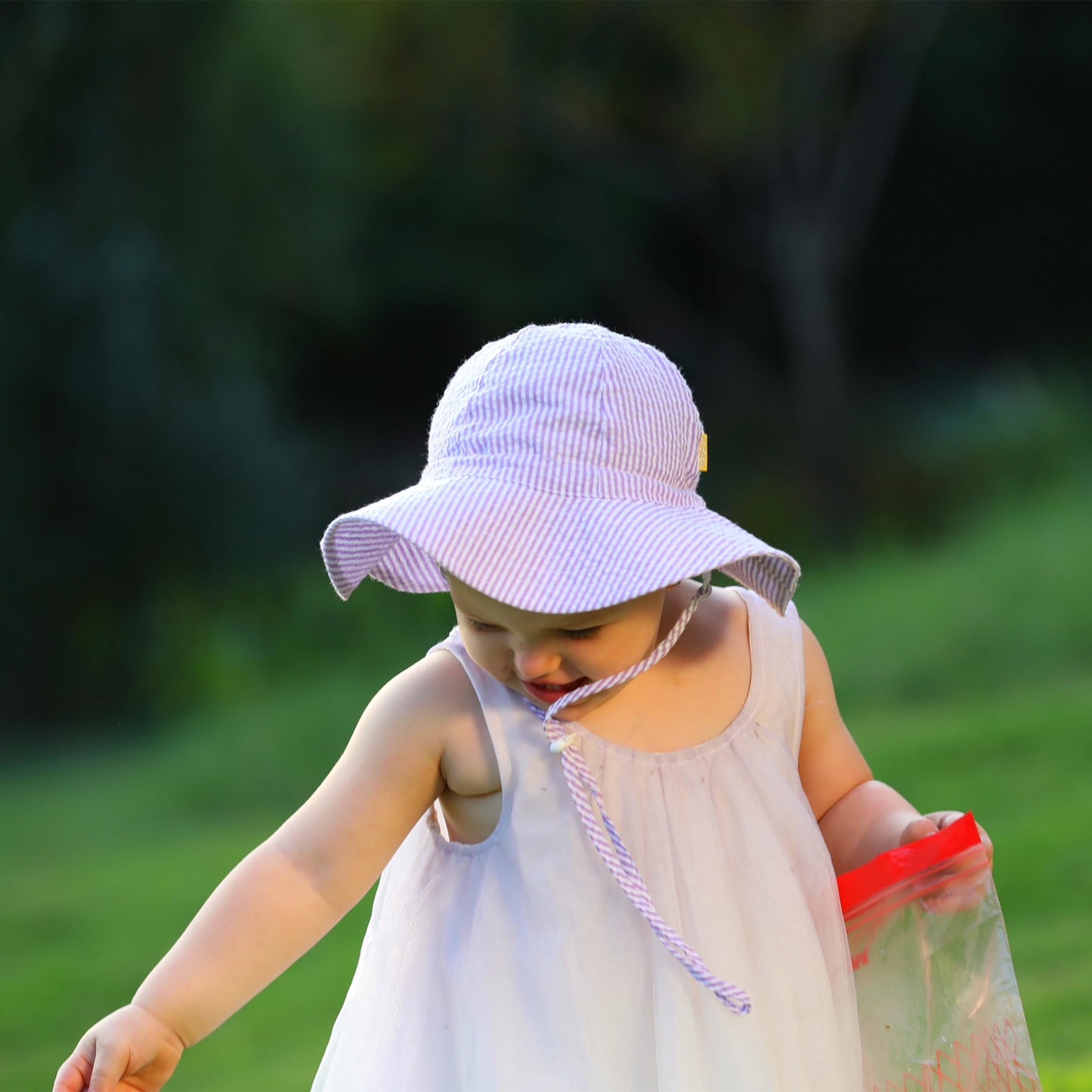 Dasmini Baby&Toddler Stripe Wide Brim Sun Hats Upf 50+ Sun Protection Beach Bucket Cap Cute Adjustable Hat (Purple Stripe, 2-5T)