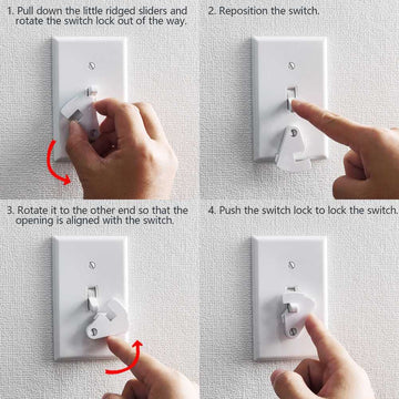 Toggle Light Switch Guard, Ilivable Child Proof Switch Plate Cover Rotary Lock Protects Your Lights From Being Accidentally Turn