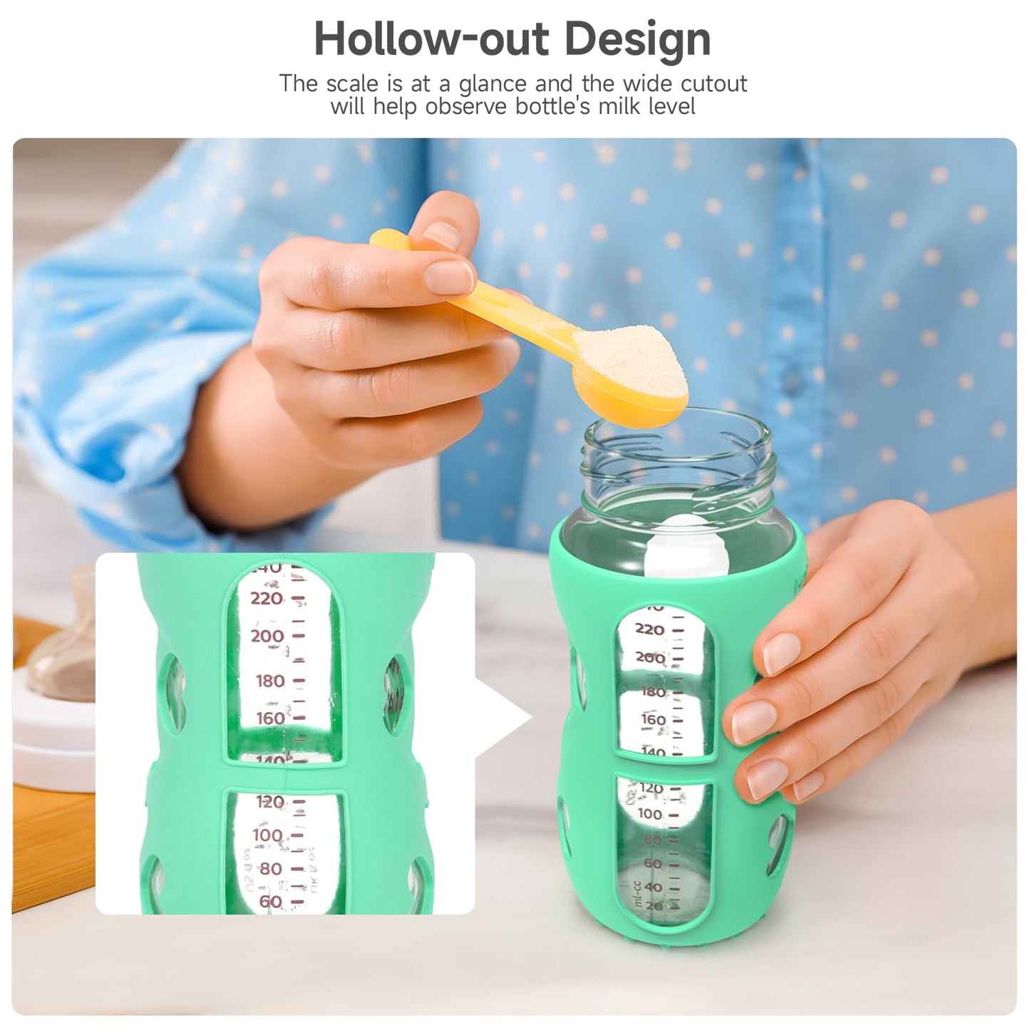 Morlike Silicone Baby Bottle Holder Sleeves Fit For Philips Avent Natural Glass Baby Bottles 8Oz, 100% Silicone Baby Bottle Cove