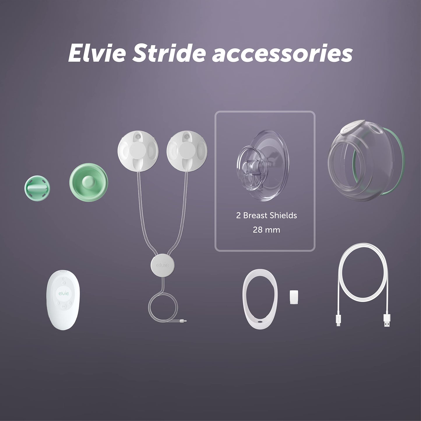 Elvie Stride Breast Pump Breast Shield - 28mm | 2 Pack | Nipple Shield Flange for Pumping Breast Milk | Breastfeeding Essentials