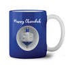 Ner Mitzvah Spinning Hanukkah Dreidel Mug - Happy Hanukkah Decorations - Blue & White Hanukkah Party Favors Idea