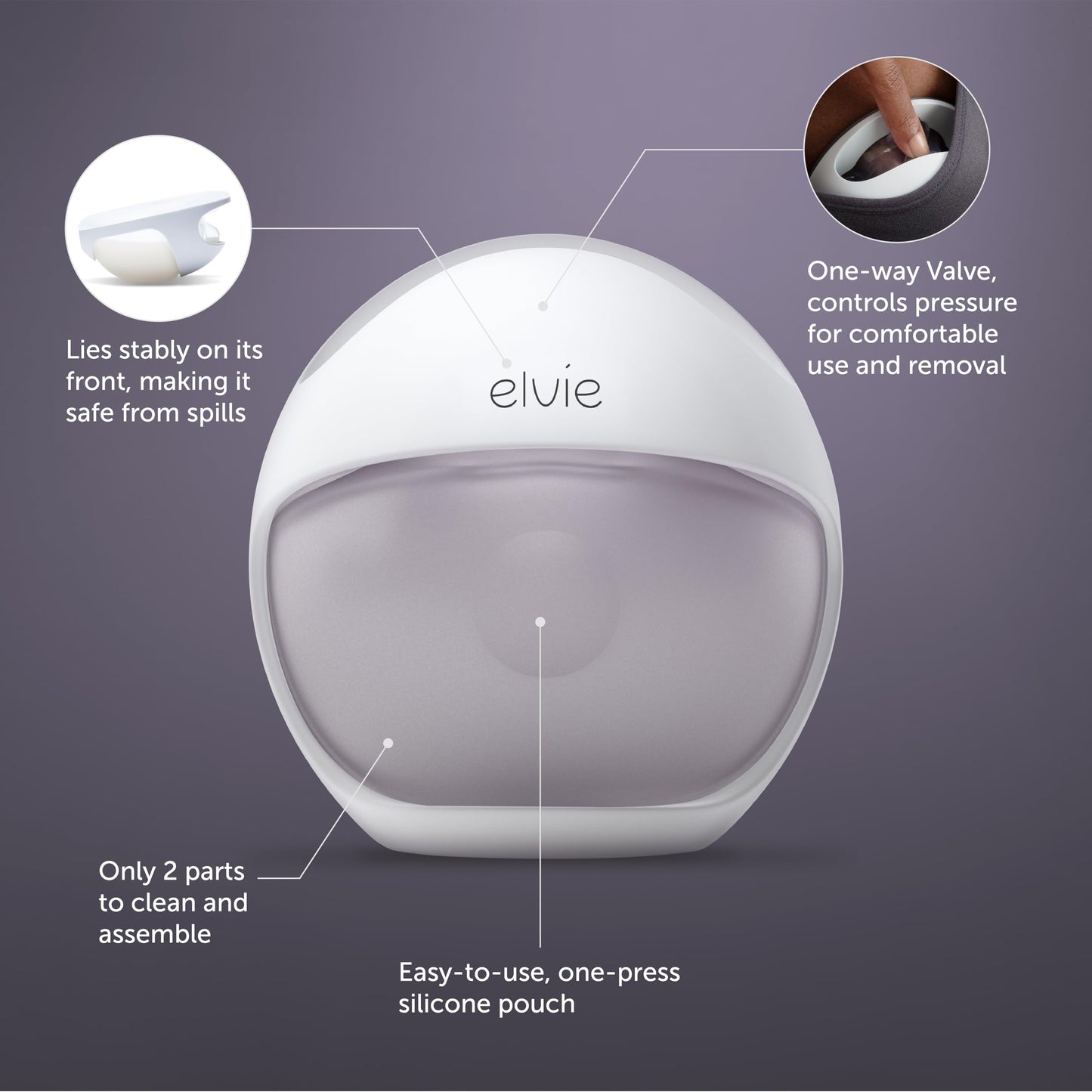 Elvie Curve Manual Wearable Breast Pump | Hands-Free, Kick-Proof, Portable Silicone Pump That Can Be Worn In-Bra For Gentle, Nat