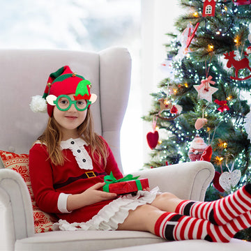 Hikkcos Christmas Elf Knitted Hat For Baby Christmas Elf Hat For Kids Elf Beanie Xmas Winter Warm Santa Hat Fit 1 To 6 Years Old