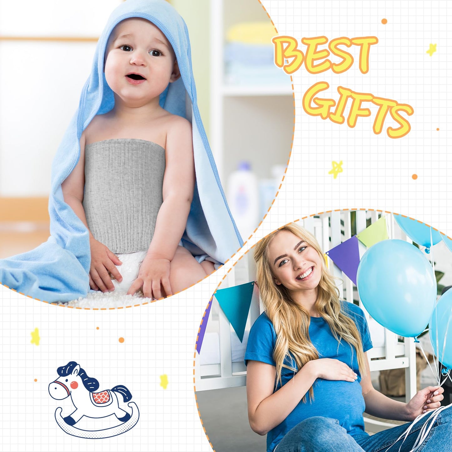 Cutecrop 10 Pcs Baby Belly Band Elastic Gtube Belt Double Layer Belly Button Cover Cotton Gtube Cover Umbilical Hernias Belt For