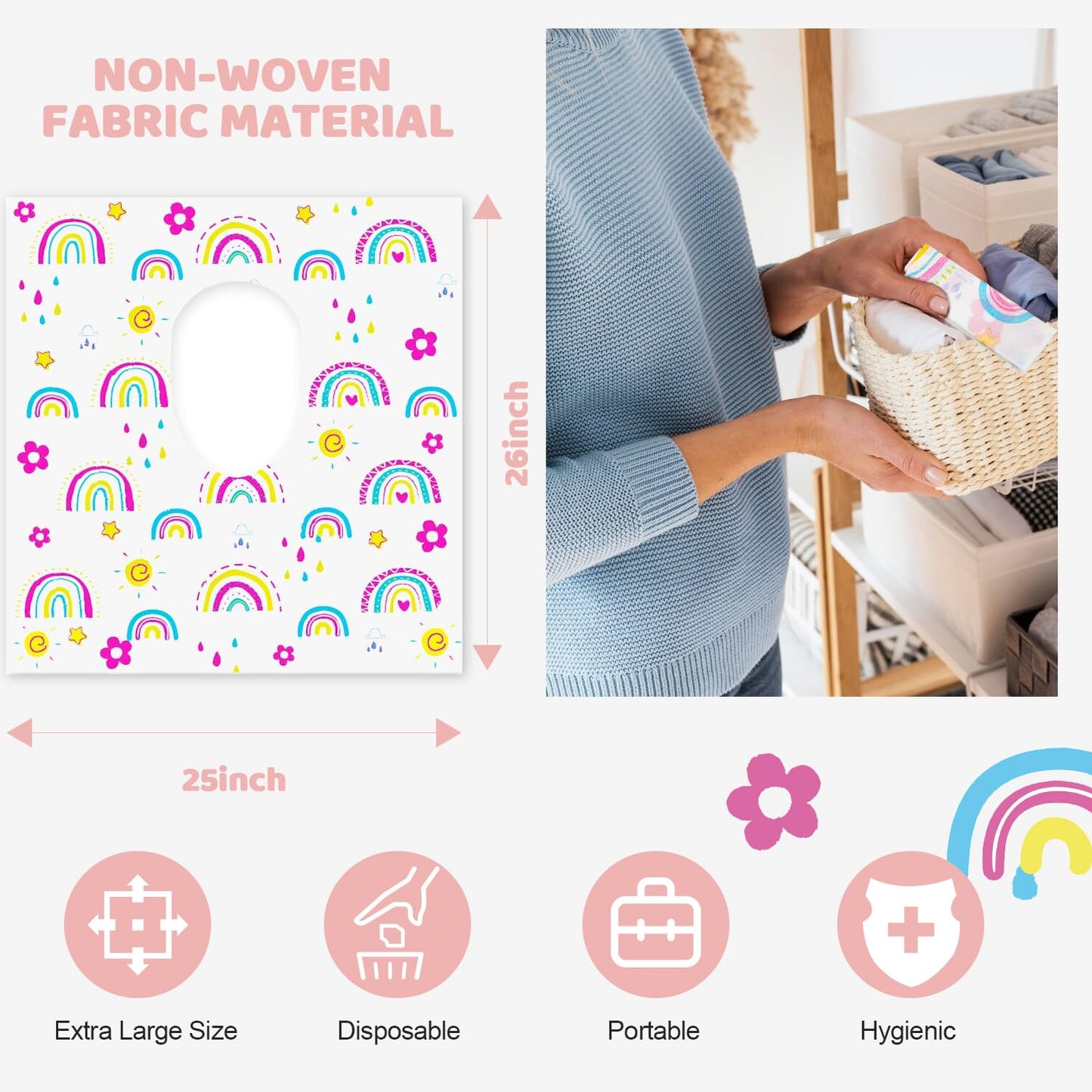 Hongteya Toilet Seat Covers Disposable, 20 Pcs Extra Large Disposable Toilet Seat Cover For Kids&Adults, Travel Essentials For K