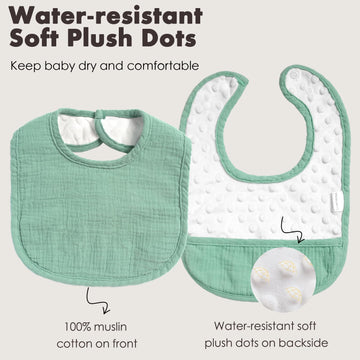 Comfyroll Baby Bibs For Drooling And Teething - 4 Pack Muslin Bibs For Baby Boys & Girls, Soft Cotton And Superior Absorbency, W