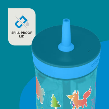 Contigo Kids Leighton Straw Tumbler With Spill-Proof Leak-Proof Lid, 14Oz, Juniper/Blue Forest