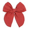 5.5 Inch Red Fable Hair Bow: Handmade Linen Cotton Hair Clip For Girls - 1 Pcs