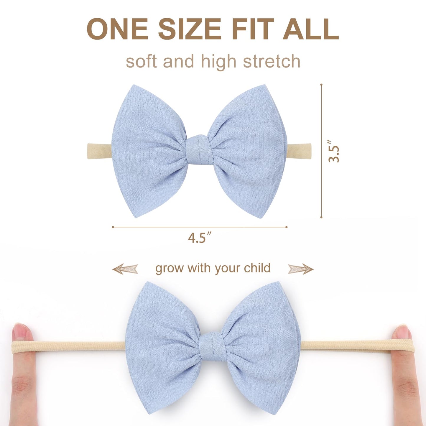 Yanjie Baby Girls Nylon Headbands Newborn Bows Handmade Hair Bows Hairbands Hair Accessories For Newborn Infant Toddlers Kids (4