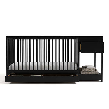 Graco Teddi 5-In-1 Convertible Crib & Changer With Drawer (Black) - Greenguard Gold Certified Baby Crib Crafted From Wood, Conve