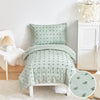 4 Piece Tufted Dots Toddler Bedding Set Solid Green Jacquard Pom Pom Tufts, Soft And Embroidery Shabby Chic Boho Design For Baby