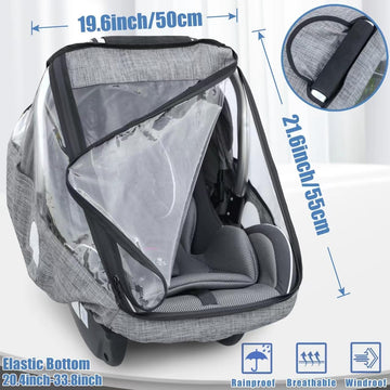 Car Seat Rain Cover,Infant Car Seat Weather Shield,Waterproof,Windproof Protection,Protect From Dust Snow,Rain Cover Features Qu