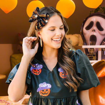 Lanmerry Halloween Baby Girl Clips Alligator Clips Hair Sequins Bows Toddler Girls Sparkly Glitter Baby Barrettes Cheer Bows Kid