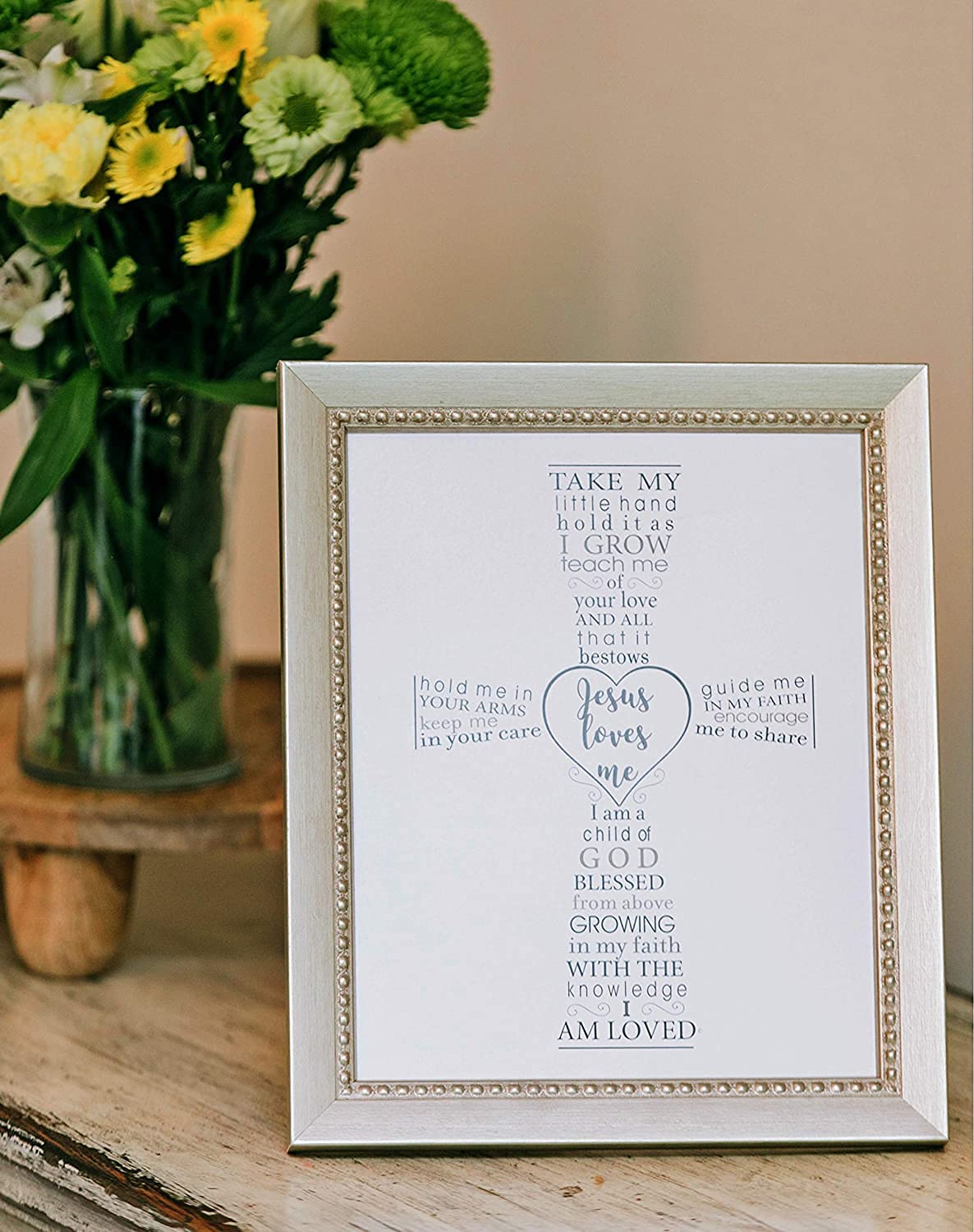 Jesus Loves Me Frame For Baby'S Baptism, Dedication Or Christening - Made In Usa Frame - Gift For Granddaughter/Grandson/Godson/