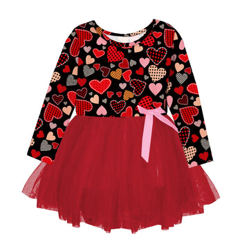 Valentine'S Day Dress For Toddler Girls Cute Love Heart Ruffle Tutu Tulle Dresses Birthday Outfits 2-3T