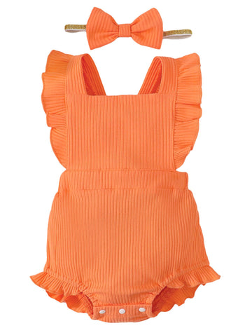 Fullfamous Infant Baby Girl Clothes Outfits Romper Spring Summer Onesie Bodysuit Clothing Ropa De Bebe Nia Orange 12-18 Months