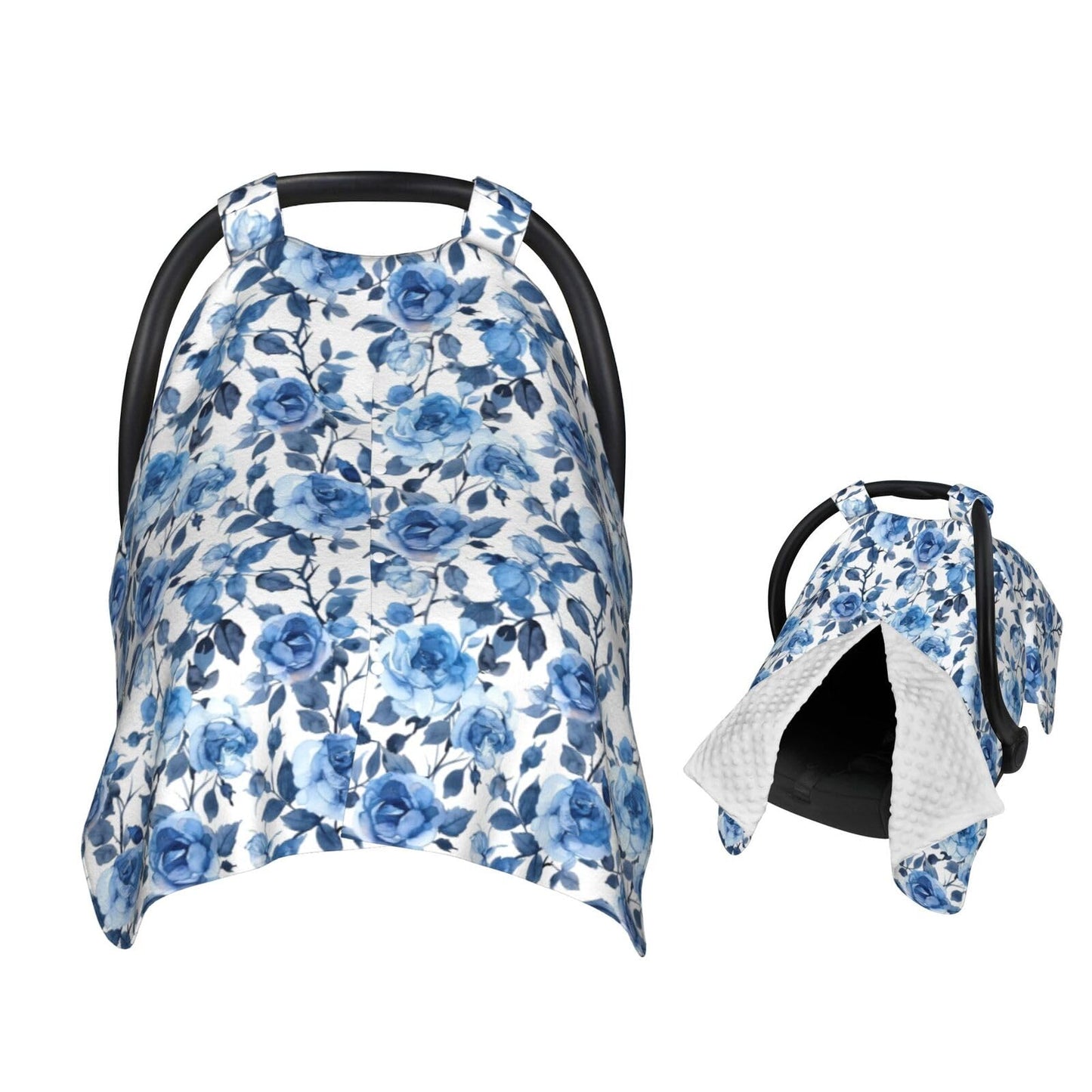 Muishi Blue Rose Floral Baby Car Seat Canopy Nursing Cover for Newborn Car Seat Breastfeeding Covers Blanket Newborn Shower Gift
