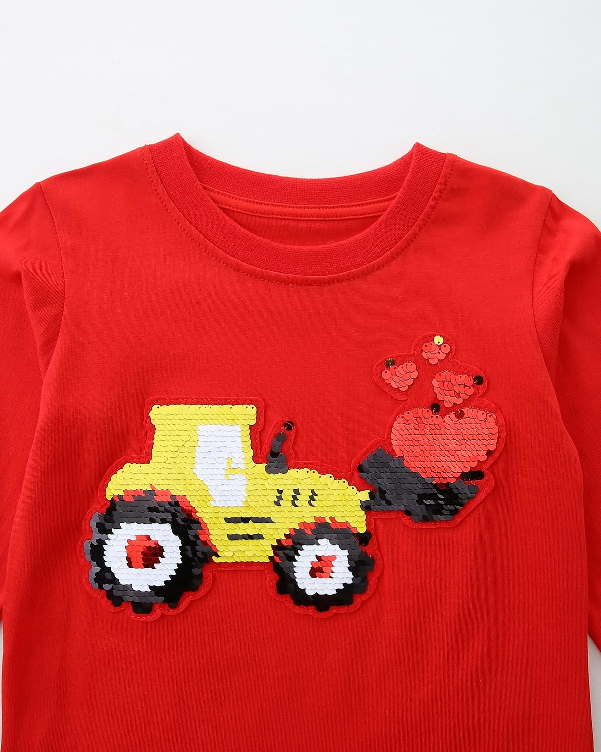 Toddler Boys T-Shirt Valentine'S Day Shirt Flip Sequin Tie Heart Tops Kids Girls Long Sleeve Baby Tees 2T