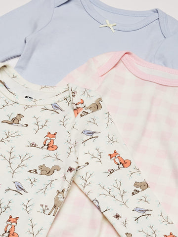 Hudson Baby Unisex Baby Cotton Long-Sleeve Bodysuits, Enchanted Forest, 9-12 Months Us