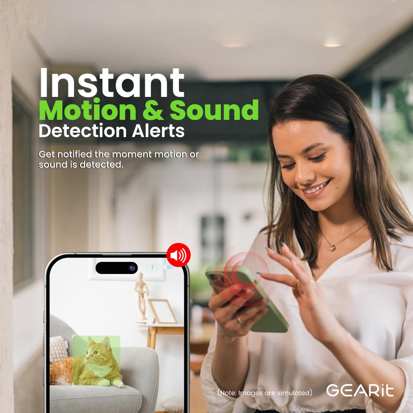 Gearit Indoor Cameras For Home Security - Camera With Pan/Tilt & Clear 2K Hd Video - 33 Ft Night Vision, 2 Way Audio, Motion Det