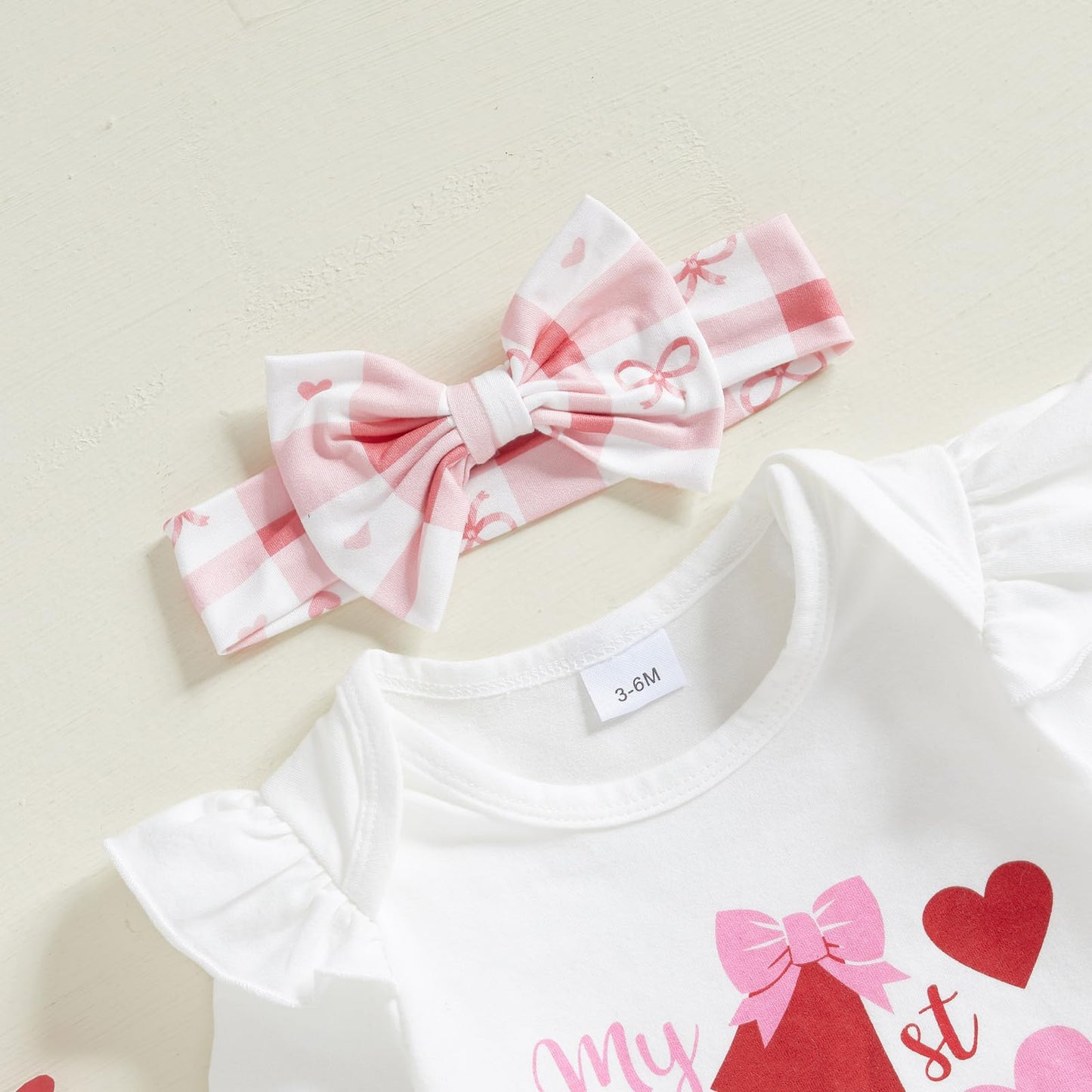 Fybitbo First Valentines Day Baby Girl Outfit Heart Letter Romper Ruffle Tutu Skirt Dress Newborn Infant Girl Clothes Set (White