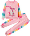 Retsugo Toddler Girls Sweatsuit Kids 2 Piece Outfits Unicorn Sweatshirt Long Sleeve Tops And Sweatpants Outfit Rainbow Outfit Sc