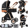 PU Leather 2 in 1 Baby Stroller Reversible Portable Standard Baby Stroller Convertible Pushchair Infant Buggy Baby Carriage Fold