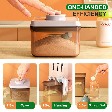 Formula Container, 1700Ml/730G Airtight Formula Dispenser, One Button Handy Pop Up Food Containers Milk Powder Container, Bpa-Fr