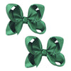 3 Inch Satin Bow For Little Girls - 2 Pcs (Green)