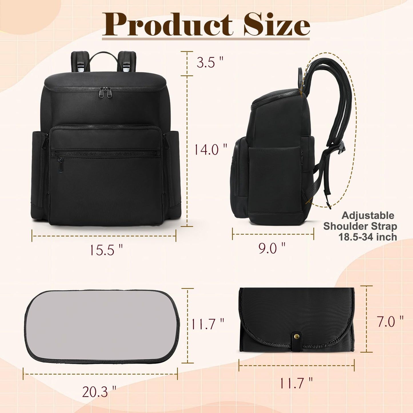 Ilcolpo Diaper Bag Backpack, Neoprene Bag Backpack, Large Diaper Backpack With 16 Diaper Bag Organizers, 4 Insulated Pockets, Li