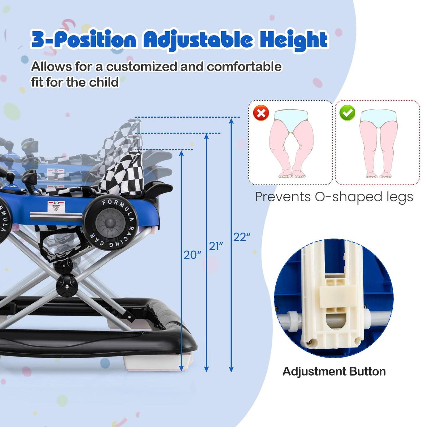 Honey Joy Baby Walker, 4-In-1 Foldable Infant Activity Push Walker, Toddler Car Walker With Adjustable Heights, Music, Lights, P