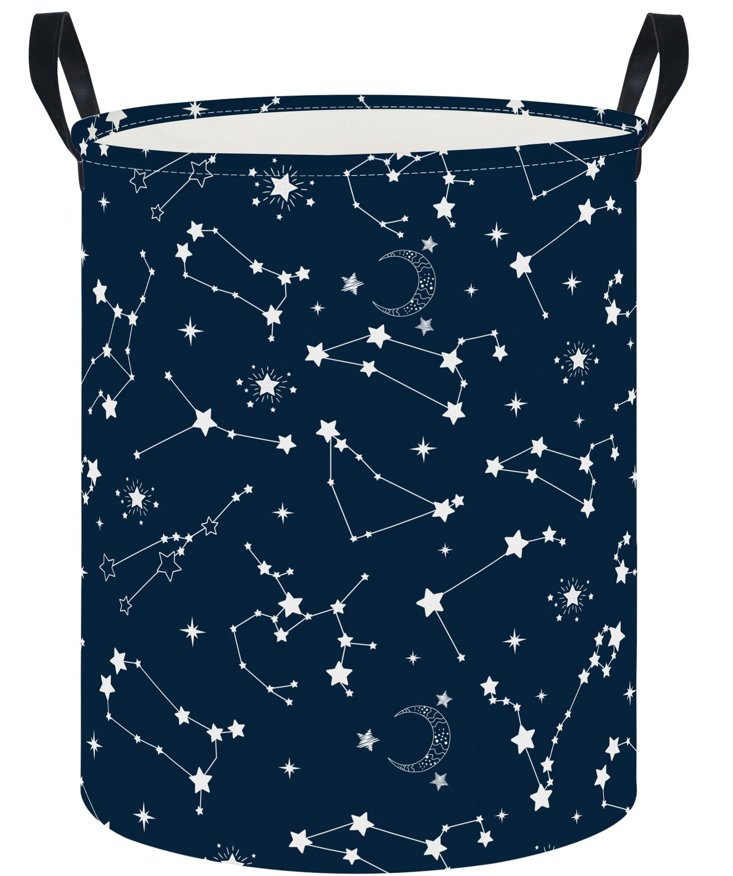 CLOCOR Large Blue Round Laundry Hamper,Kids Toy Storage Basket,Baby Dirty Clothes Nursery Hamper for Boys and Girls,Bedroom,Bath