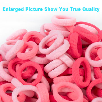 Qarwayoc Pink Kids Hair Ties For Girls - Seamless Toddler Baby Hair Ties Bands No Damage - Cotton Girls Hair Ponytail Holders Fo