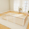 Baby Playpen, Foldable Wooden Play Yard with Gate, Playpen for Babies and Toddlers, Adjustable Baby Activity Center with Child P