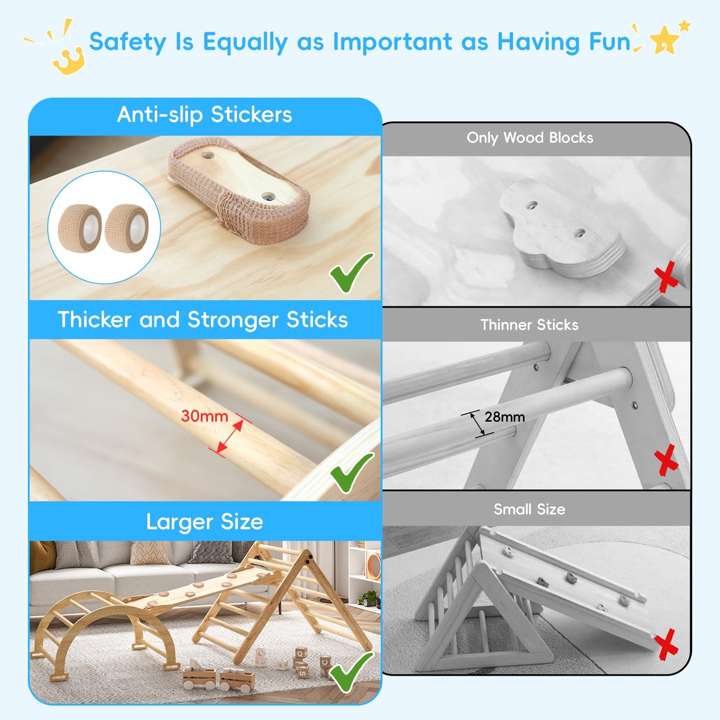 Pikler Triangle Set For Baby Climbing Toy Indoor Playground For Kid | Montessori Learning Toy With Arch, Ramp, And Climbing Tria