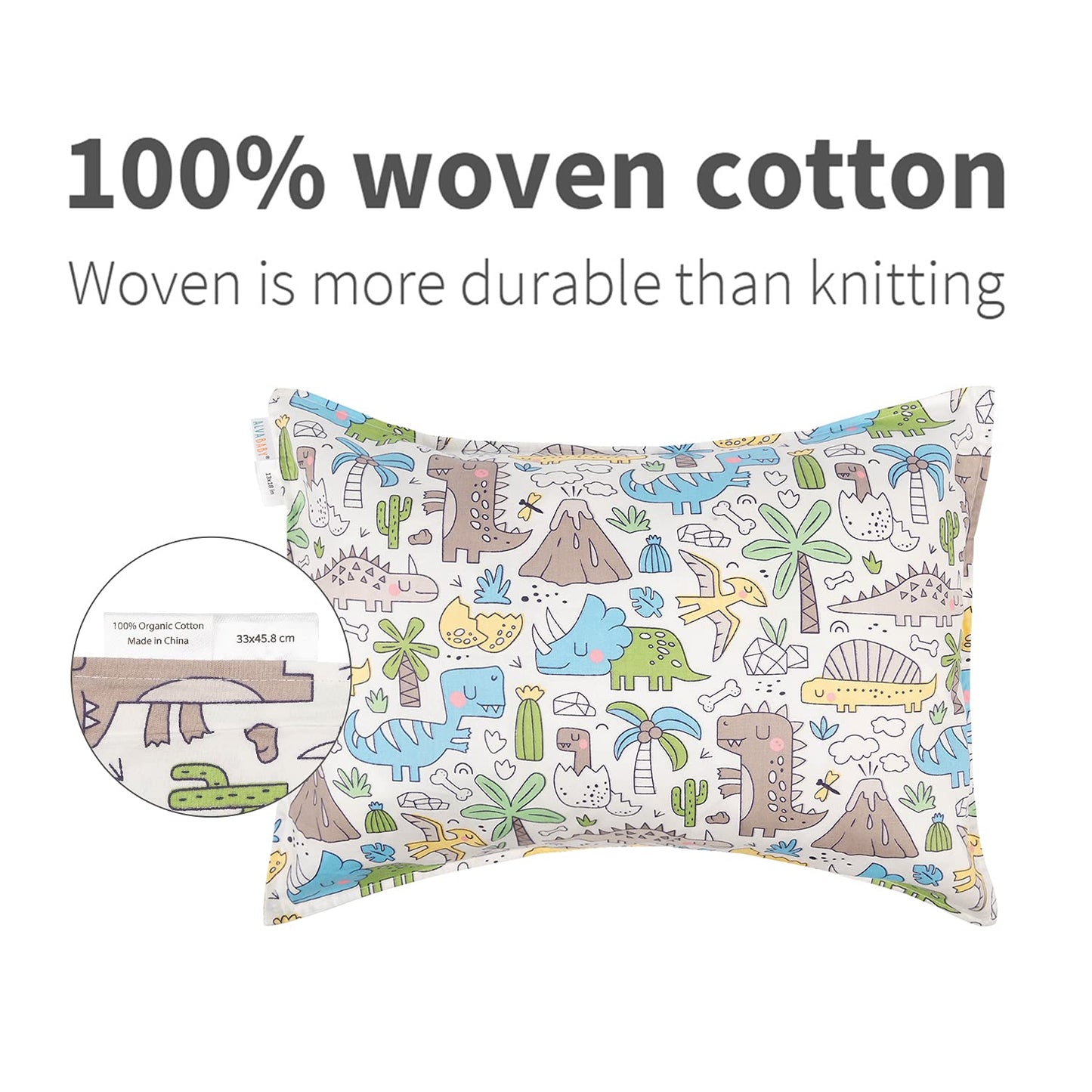 Alvababy Cotton Toddler Pillowcases 2 Pack Kids Pillow Cover Fit 13'X 18' Or 12'X16' Envelope For Girl Boy Sleepy Travel (Pi