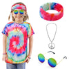 Xonyicos 4Pcs Hippie Costume For Kids Boys Girls 60S 70S Colorful Shirts Halloween Party Cosplay For 4-12Years (Pink, Xs)