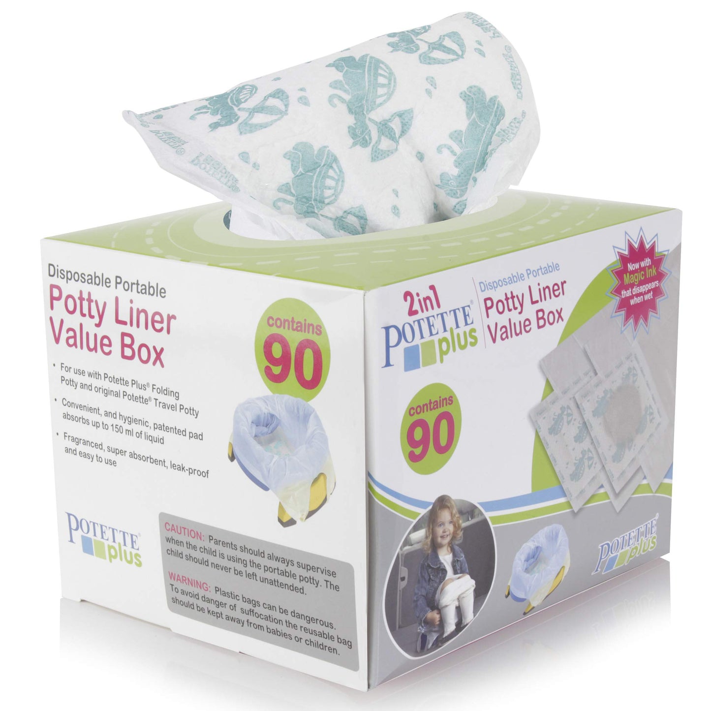 Kalencom Potette Plus Potty Seat Liners With Magic Disappearing Ink Value Box - 90 Liners
