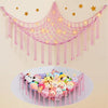 Macrame Kn0ts Stuffed Animal Hammock Net Toy Storage Organizer, with Fairy Lights Stuffed Animal Storage Toy Holder Boho Wall Ha