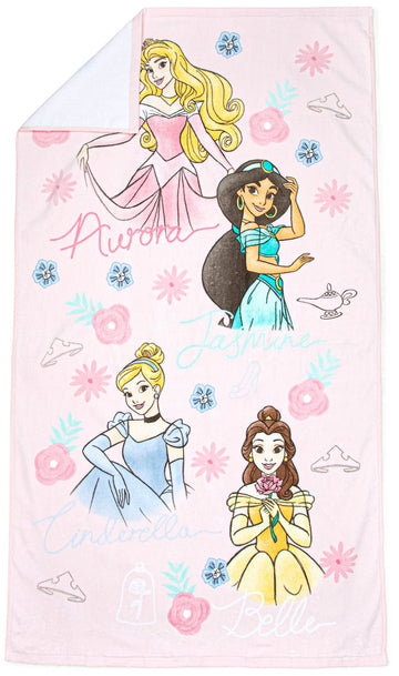 Jay Franco Disney Princess Charming Bath/Pool/Beach Towel Featuring Cinderella, Belle, Jasmine, & Aurora - Super Soft & Absorben