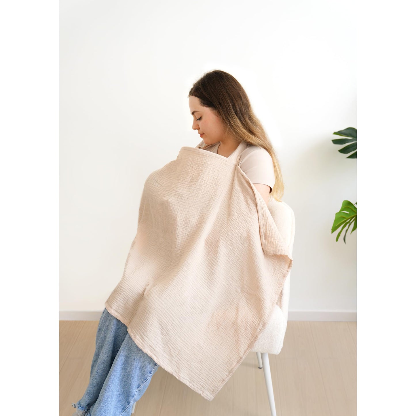 Mairmore Muslin Nursing Covers For Breastfeeding, Privacy Breast Feeding Cover With Arch Neckline For Mom And Baby, Breathable 1