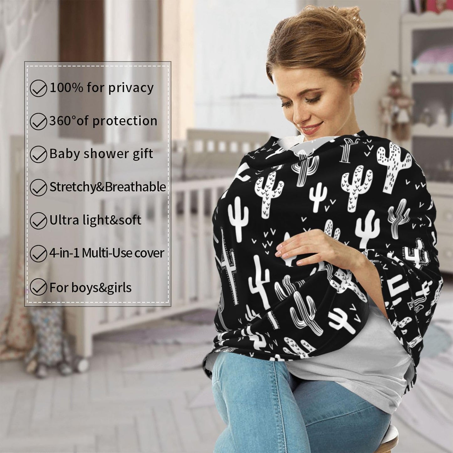 Western Cactus Car Seat Covers Baby Multi-Use Car Seat Canopy Carrier Cover, Breathable Breastfeeding Cover Western Stuff Boys &