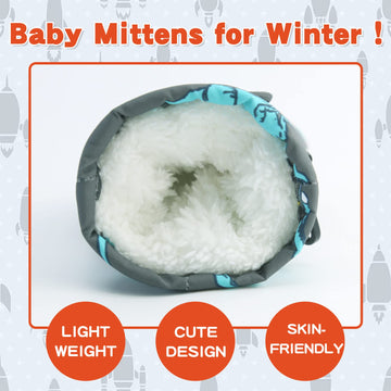 Bavst Toddler Waterproof Mittens Fleece Lined Baby Boys Girls Winter Warm Glove Kids Snow Infant Ski Mitten For 3M-5T (Grey-Blue