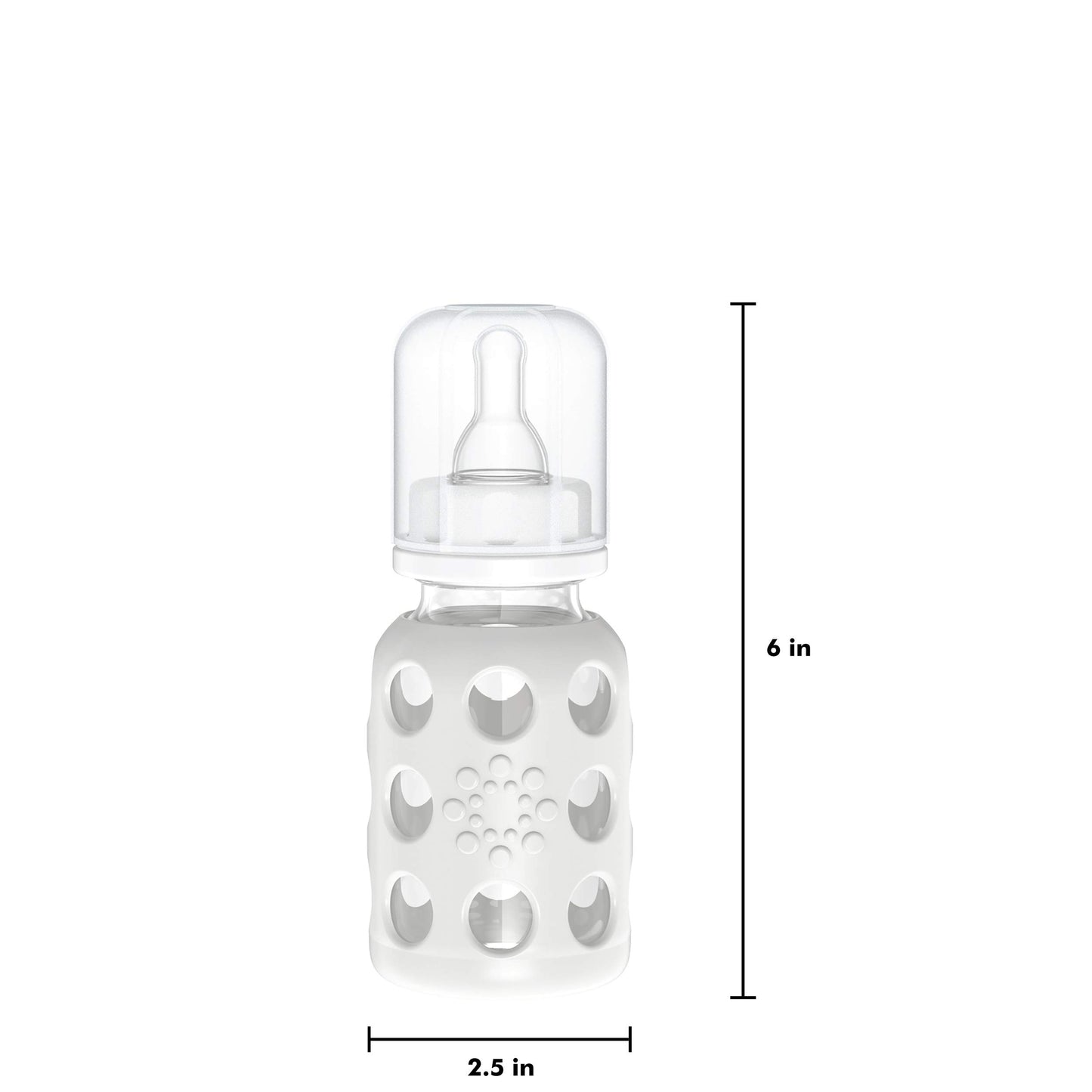 Lifefactory 4-Ounce Bpa-Free Glass Baby Bottle With Stage 1 Nipple And Protective Silicone Sleeve, Stone Gray