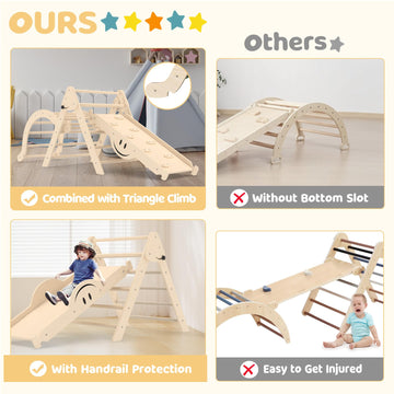 Bierum 8 In 1 Montessori Pikler Triangle Set With Seesaw Design, Foldable Toddler Climbing Toys With Ramp For Sliding Or Climbin