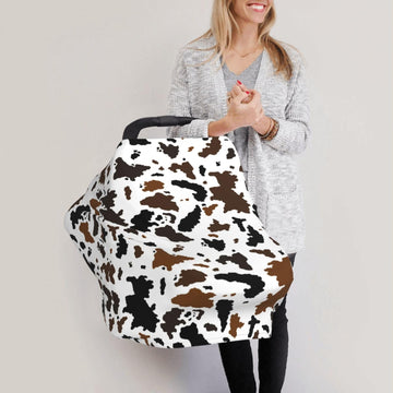 Brown Cow Print Western Baby Stuff Car Seat Covers Multi-Use Car Seat Canopy Carrier Cover, Breathable Breastfeeding Cover Boys