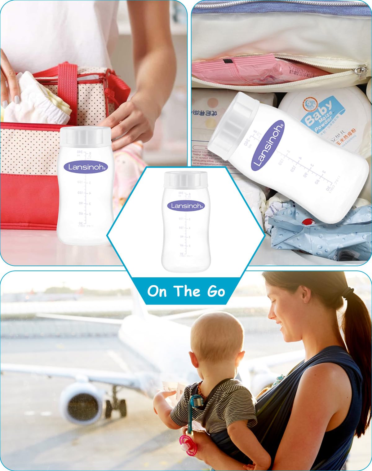 Xunicute Baby Bottle Caps Compatible With Lansinoh Bottles, Travel And Storage Bottle Lids Replacement, 8 Count