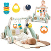 Jovow 2 In 1 Baby Gym With Walker,Baby Play Mat With 4 Infant Learning Sensory,Double-Sided Multifunctional Removable Play Piano